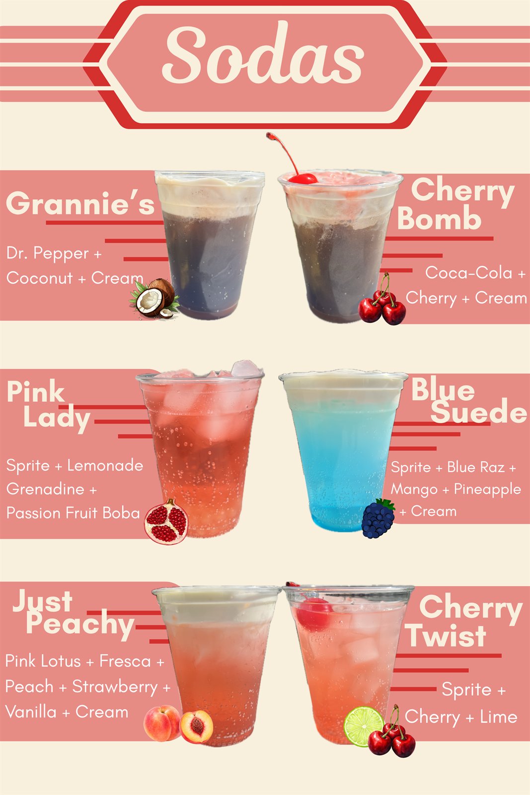 Bev'Z Sodas menu poster